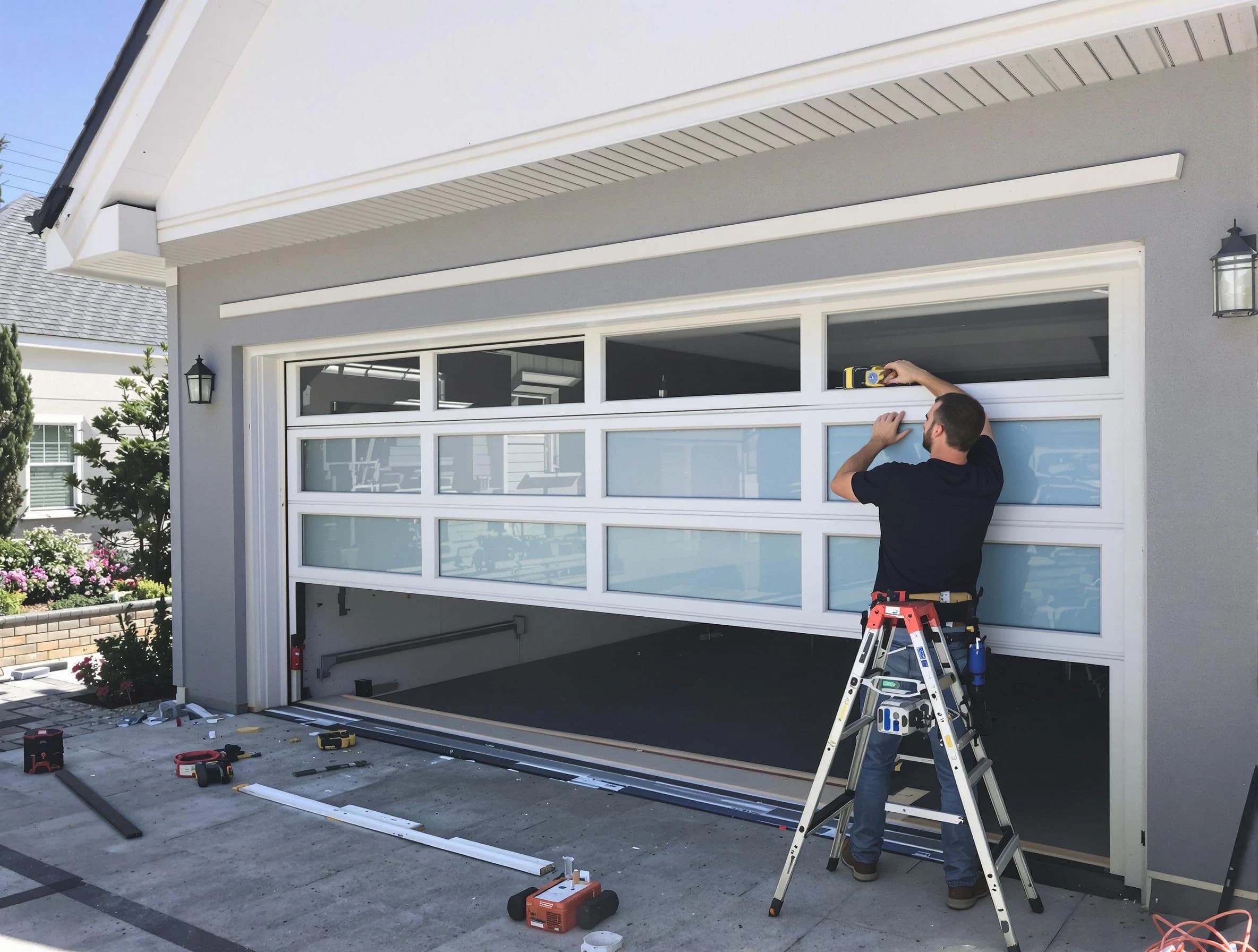 Beverly Garage Door Repair team performing garage door replacement in Beverly
