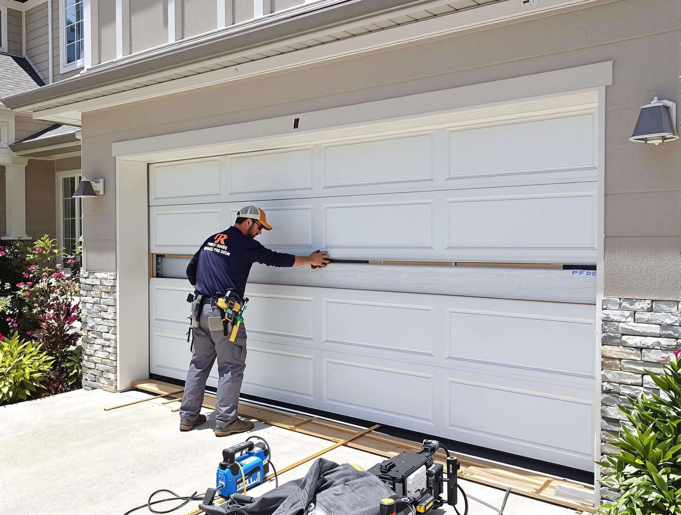 Beverly Garage Door Repair team performing complete garage door replacement at Beverly residence