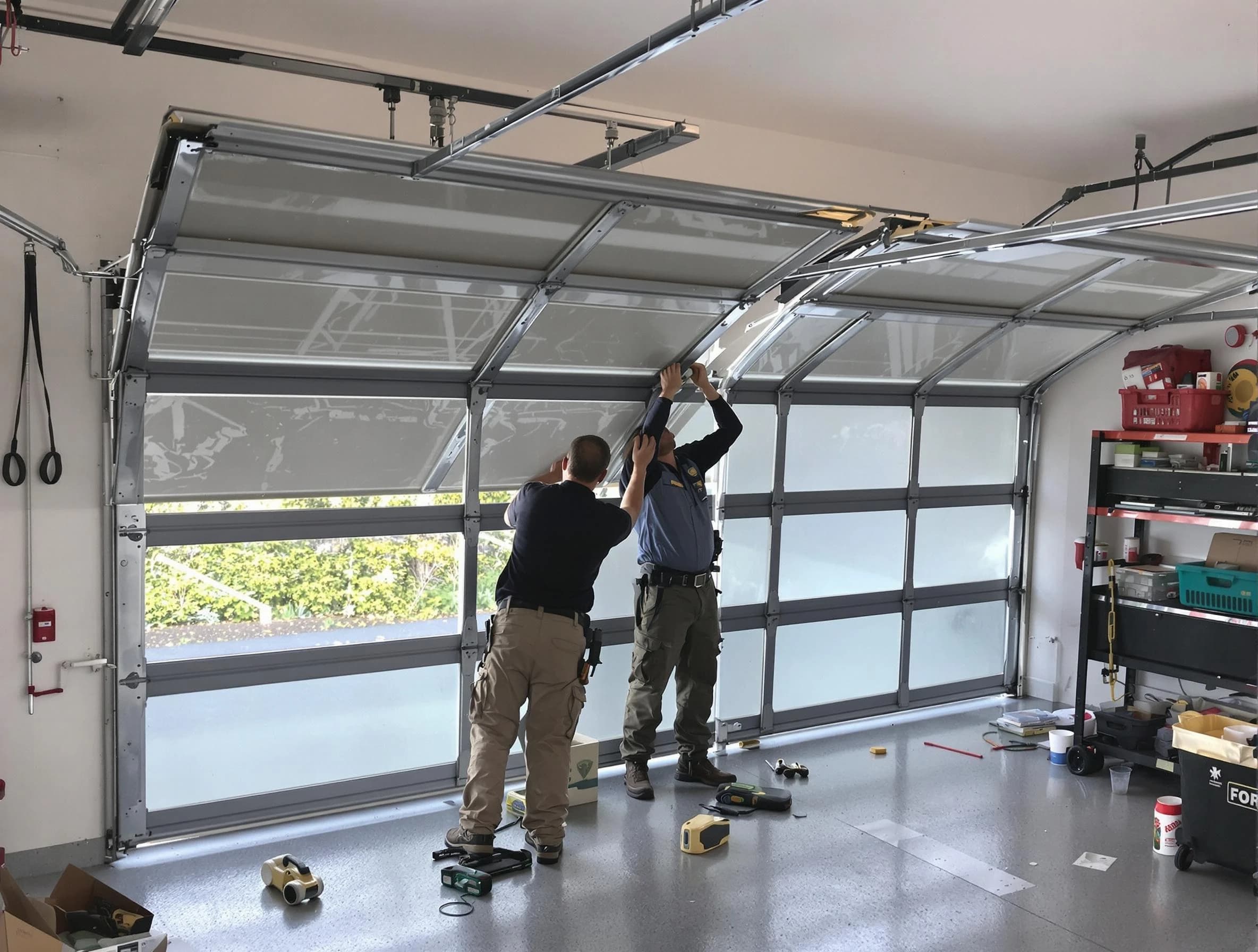 Beverly Garage Door Repair expert performing precise panel replacement on Beverly garage door