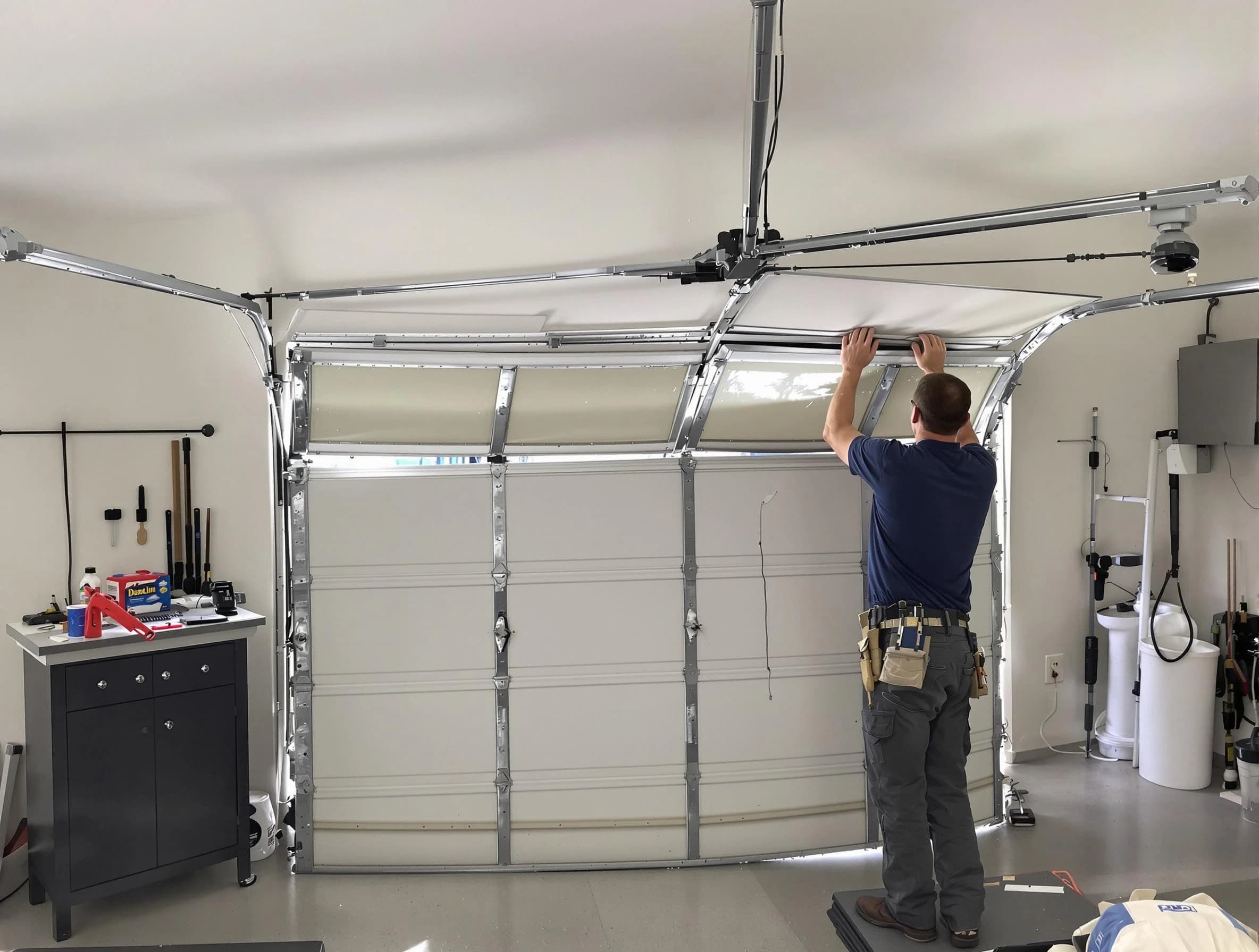 Beverly Garage Door Repair specialist performing precise section replacement on Beverly garage door