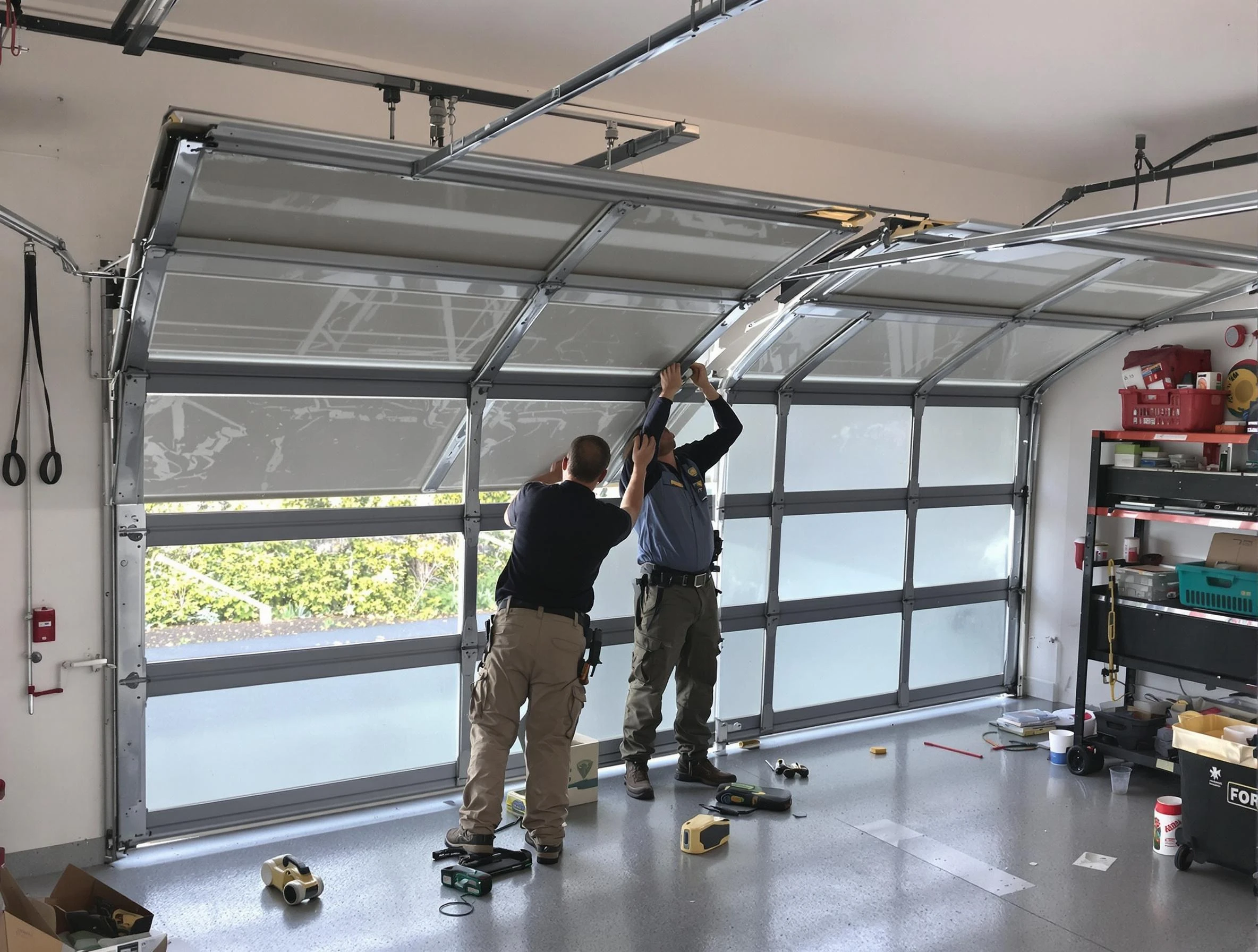 Beverly Garage Door Repair expert performing precise panel replacement on Beverly garage door
