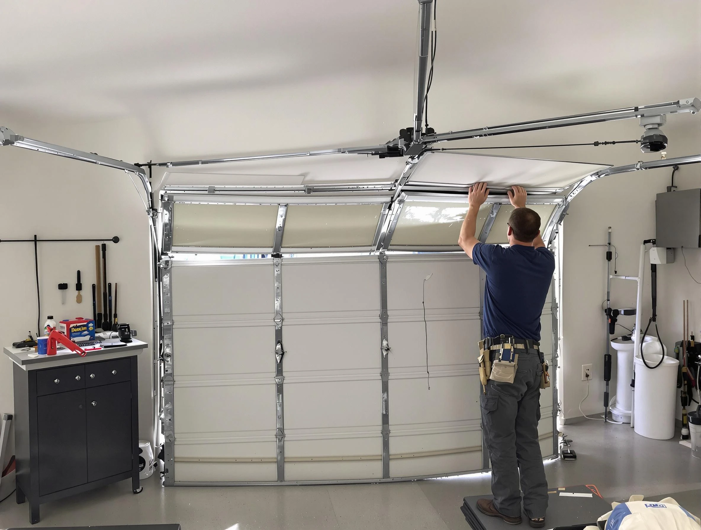 Beverly Garage Door Repair specialist performing precise section replacement on Beverly garage door
