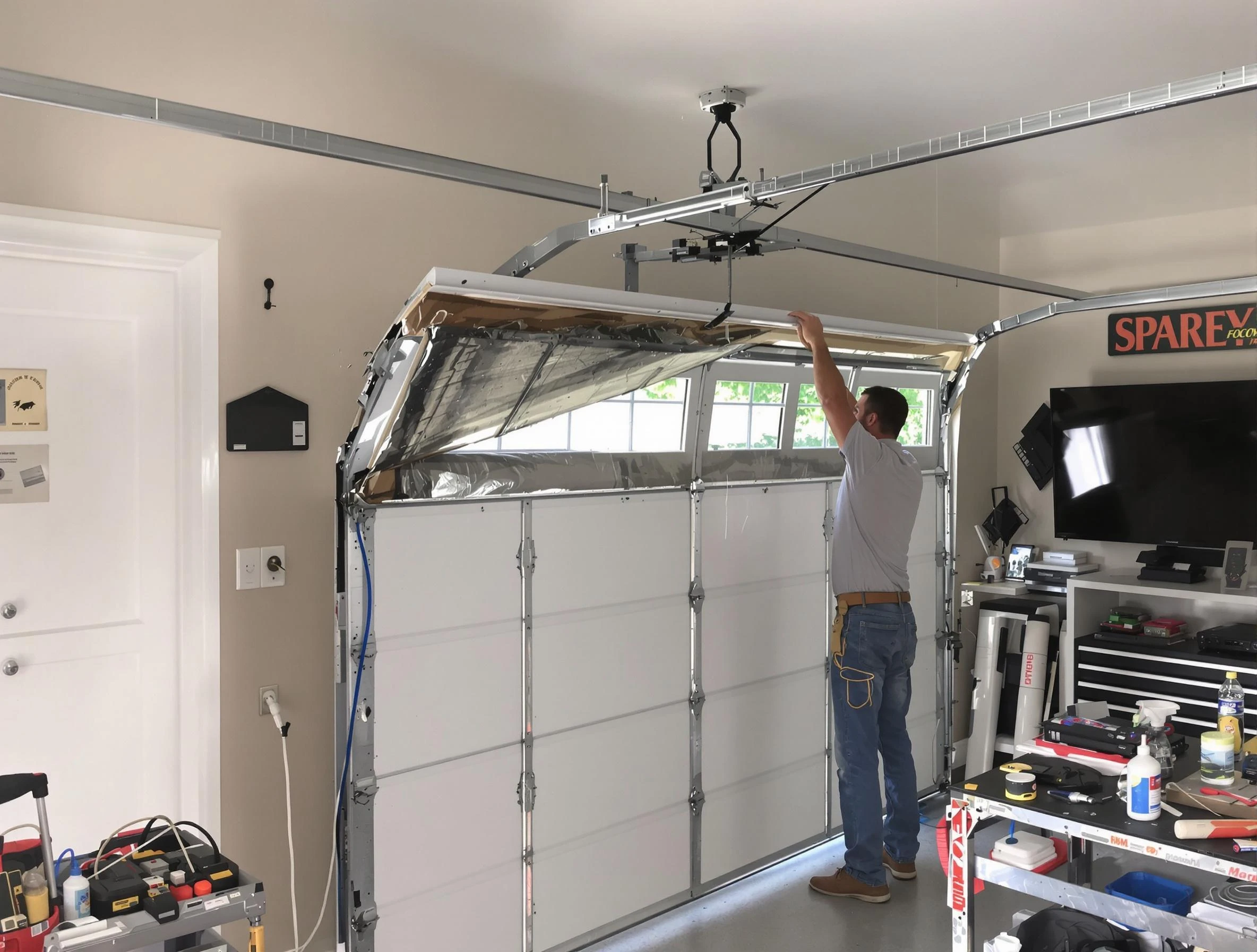 Garage door section replacement by Beverly Garage Door Repair in Beverly